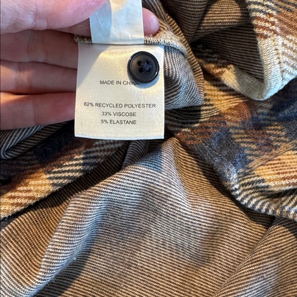 🤎 Quince Stretch Sweater Fleece Shirt | Mocha Check | Like New - Picture 11 of 11